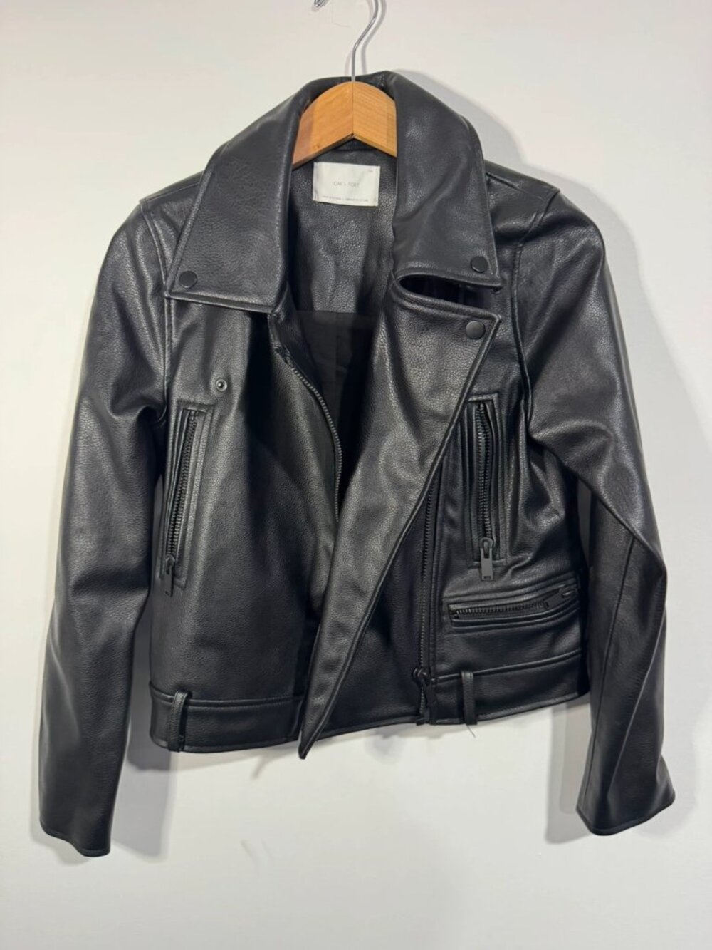 Oak + Fort Women’s Small Black Faux Leather Jacket Moto Grunge Goth